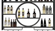 Industrial Wall Mounted Wine Rack with LED Light,3-Tier Iron Bar Liquor Shelf with Stemware Rack,Wine Glass Rack Multi Functional Wine Storage Display Rack for Home Bar Dining Room Kitchen