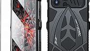 KumWum Armor Phone Case for iPhone 14 Pro Max Military Grade Cover 360 Full Protection Heavy Duty Hybrid Metal Bumper Built-in Silicone Shockproof Dustproof with Screen Protector - Black