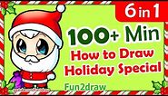 6 CUTE HOLIDAY DRAWING VIDEOS IN 1 | How to Draw Easy, Step by Step, Christmas Cartoons | Fun2draw
