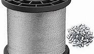 Wire Rope, 1/16 Wire Rope, Stainless Steel 304 Wire Cable, 328FT Length Aircraft Cable with 100pcs Sleeves Stops, 7x7 Strand Core, 368 lbs Breaking Strength Perfect for Outdoor,Yard,Garden or Crafts
