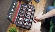 ROTHWELL 12 Slot Leather Watch Box with Valet Drawer - 12 Slot Luxury Watch Case Display Organizer, Microsuede Liner, Mens Accessories Holder, Jewelry Case, Jewelry Display Organizer (Black/Red)