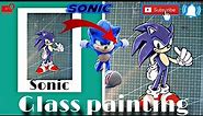 How to draw Sonic the Hedgehog stained glass painting|Easy glass painting #sonicthehedgehog #sonic