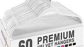 HOUSE DAY White Velvet Hangers 60 Pack, Premium Clothes Hangers Non-Slip Felt Coat Hangers, Sturdy White Hangers Heavy Duty, Space Saving Durable Suit Hangers, No Hanger Marks 360 Rotating