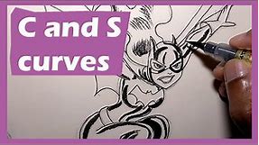 DW#4 How to draw with "C" and "S" curves Bruce Timm's BATGIRL
