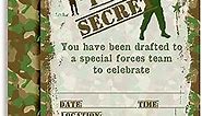 Top Secret Camouflage Army Soldier Birthday Party Invitations, 20 5"x7" Fill In Cards with Twenty White Envelopes by AmandaCreation.