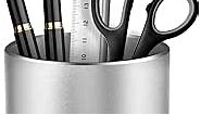 Dopaka Pen Holder Pencil Holder for Desk, Metal desk pen holder, Makeup Brush Holder, pencil cup, pen organizer for desk, for Office, School, Home, and Kids 3.9×3.14inch（Silver）