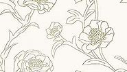 Tempaper Gold Leaf Peonies Removable Peel and Stick Floral Wallpaper, 20.5 in X 16.5 ft, Made in the USA