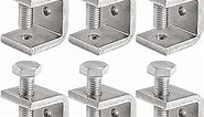 Foxwake Mini C Clamps Stainless Steel 0.83 Inch for Working, Heavy Duty Small U Clamps for Metal Mounting, Universal Desk Clamp with Stable Wide Jaw Opening/I-Beam Design (6pcs)