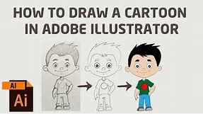 How to draw a Cartoon Character in Adobe Illustrator Drawing Tutorial Step by Step