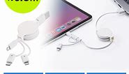 3in1 USBケーブル 巻き取り式 Lightning microUSB Type-Cコネクタ MFi認証品 ホワイト 充電ケーブル iPad（第10世代） iPhone14対応 500-IPLMM020Kの販売商品 | 通販ならサンワダイレクト