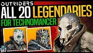 Outriders - ALL 20 TECHNOMANCER LEGENDARY ARMOR - 4 Full Technomancer Legendary Armor Sets Guide