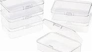 ISKYBOB 6 Packs Rectangle Small Clear Plastic Storage Containers Box Case with Hinged Lid Crafts Organizer for Crayons, Bobby Pin, Beads(3.4 x 2.2in)