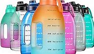 Diller 1 Gallon Water Bottle, Gallon Bottle Large Water Bottle to Drink, 128oz Motivational Water Jug with handle for Gym Workout, BPA Free, Leak-Proof (Orange Light Blue)