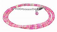 InfinityGemsArt Pink Fire Opal Choker Necklace for Women, Birthstone, Natural Gemstone Beads, Dainty Handmade Jewelry, Chakra Energy Healing Crystals, 925 Sterling Silver Chain 18 inch