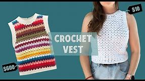 Crochet cotton vest tutorial | inspired by $600 Sea Ziggy Crochet Sweater Vest