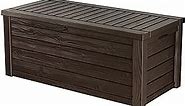 Keter Westwood 150 Gallon Plastic Backyard Outdoor Storage Deck Box for Patio Decor, Furniture Cushions, Garden Tools, and Pool Accessories, Espresso