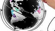 Scratch Off World Globe with Stand for Home and Office Decor | 10” Sphere Earth Globes with Scratchable Foil | A Unique Travel Gift for Travelers | World Map Desktop Globe | Travel Map Scratch Map