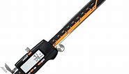 Electronic Digital Caliper Inch/Metric/Fractions Conversion 0-6 Inch/150 mm Stainless Steel Body Orange/Black Extra Large LCD Screen Auto Off Featured Measuring Tool