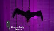 Halloween 3 Modes LED Bat Light Decoration with Human Body Sensor Cont Giant - Waterproof 3.6Ft Purple Hanging Bat Lights for Lawn Dorm House Halloween Decorations