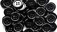 5/8 Inch 4 Holes Black Buttons 15mm Sewing Round Button for Craft Pack of 160 Pcs