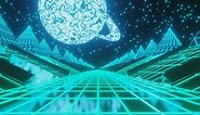 Driving through futuristic neon 3d space landscape - Free Stock Video