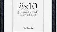8x10 Black Picture Frame, Solid Oak Wood Photo Frame Display 5x7 Picture with Mat, 8 x 10 Black Wood Frame with Stand for Wall and Tabletop, 8"x10" Oak Picture Frame with Tempered Glass, 1 Pack