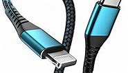 USB C to Lightning Cable 6ft,【Apple MFI Certified】 iPhone Charger Cord 6 Feet Long Type-C to Lightning Fast Charging Cable for Apple iPhone 14/13/12/11/ Pro/Pro Max/Mini/Air Pods Pro/iPad (Blue, 6ft)