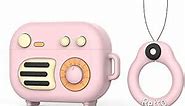 Silicone Airpod Pro Case Funny - Cartoon Radio 3D AirPods Pro Case,Fashion Shockproof Cool Design Skin Case with Ring Carabiner(Pink)