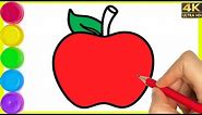 How to draw an Apple drawing || Apple drawing step by step || Colouring apple drawing for beginners.