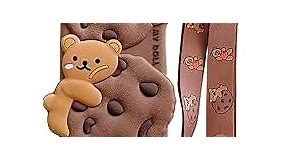 Yatchen for iPhone X/XS Case Cookie Bear Kawaii Phone Cases,Cute Case for iPhone X with Strap Lanyard 3D Cartoon Bear Soft Silicone Protective Case Funny Women Girls for iPhone Xs