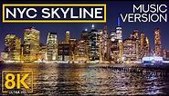 New York City Night Skyline Filmed from Dumbo - Best 8K City Screensaver with Jazz Music