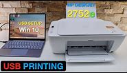 HP DeskJet 2752e Printing, USB Cable Setup, Wired Printing Test.