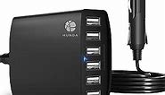 Multi Port USB Car Charger, 50W 6 Port Car Charger Adapter, 12V USB Charger Multi Port Car Phone Charger, USB Cigarette Lighter Adapter for iPhone 13/12/11 Samsung Galaxy and Other USB Devices.