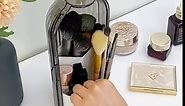 Makeup Brush Holder Organizer with Lid,360 Rotating Clear Dustproof Makeup Brushes Organizer for Vanity Desktop Bathroom Countertop (Transparent)