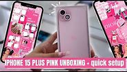 ANOTHER IPHONE UNBOXING.. THE NEW IPHONE 15 PLUS (PINK) 🎀📱+ QUICK SETUP !!