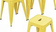 ALISH 18 Inch Stools Backless Metal Stool Stackable Short Stools School Chairs Metal Dining Chairs Set of 4 Stools for Classroom Yellow