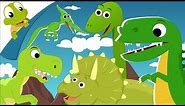 Dinosaurs Song - Five Green Dinosaurs looking for the lunch