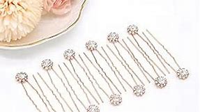 Ammei Headpiece Crystal Bridal Hair Pins Clips Wedding Hair Accessories Hair Set Jewelry With Rhinestone For Brides and Bridesmaids Set Of 12 (Rose Gold)