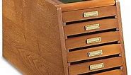 CASTLECREEK Collector's Cabinet Display Case for Collectibles, Wood 7-Drawer Storage Organizer Oak