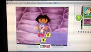 slow motion of dora the explorer stair buzz trap and fall down (episode from star mountain)