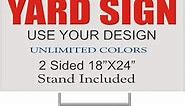 10 Pack GSP 18X24 Custom Printed Yard Signs Full Color 2 Sided COROLEX Corrugated Plastic White Sheet 24" Wire Stand Included