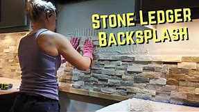 DIY Stone Ledger Tile Kitchen Backsplash