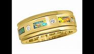 Mens Opal Diamond Band 14k Yellow Gold | FlashOpal