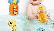 Bathtub Toys for Babies, 4 Pack Shower Toys for Babies 6-12 Months Bath Toys with 2 Dinosaur Water Guns Set Interactive Bathroom Toys Boys Girls Infants Age 1 2 3 Year Old