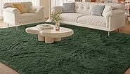 Soft Deep-Green Rugs for Bedroom, 4x6 Feet Fluffy Carpets, Indoor Modern Plush Area Rugs for Living Room Kids Girls Room, Non-Slip Shag Rug for Nursery Home Decor, Deep-Green