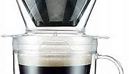 Bodum Pour Over Coffee Dripper Set With Double Wall Mug and Permanent Filter, 12 Ounce, Clear