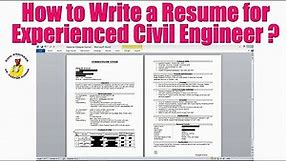 How to Write a Resume for Experienced Civil Engineer?