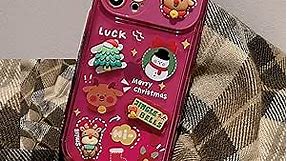 BIUBABIU Christmas Phone Case for iPhone 15 14 13 12 Pro Max Plus, Christmas Tree Pendant Flip Mirror Case Cover (Pink B, 14)