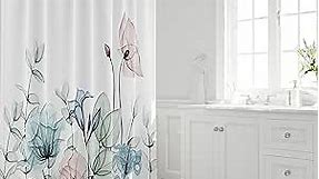 JOYMIN Fabric Floral Shower Curtain Set with 12 Hooks Watercolor Bath Curtain Modern Bathroom Decorative Accessories, Multi-Color Botanical Flowers and Leaves, 72×72 inch