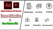 2d icons Animation Tutorial - Free Source file- Adobe Animate CC Tutorial